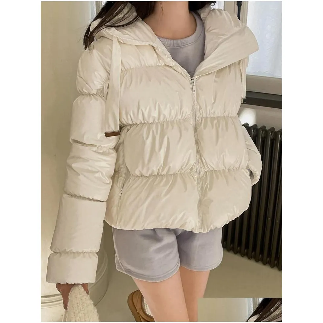 Women`s Trench Coats Fashion Cotton Padded Puffer Parkas Women Chic Hooded Female Casual Loose Thick Warm 2023 Winter Down Overcoats