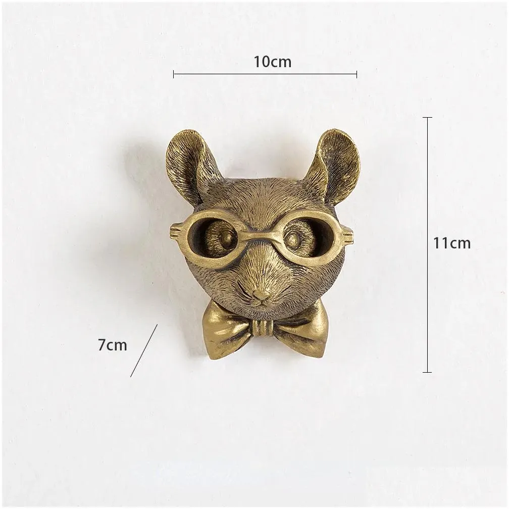 Garden Decorations Antique Bronze Resin Animal Pendant Golden Deer Head Wall Storage Hook Up Background Accessories Decorative Figuri Dh1Fl