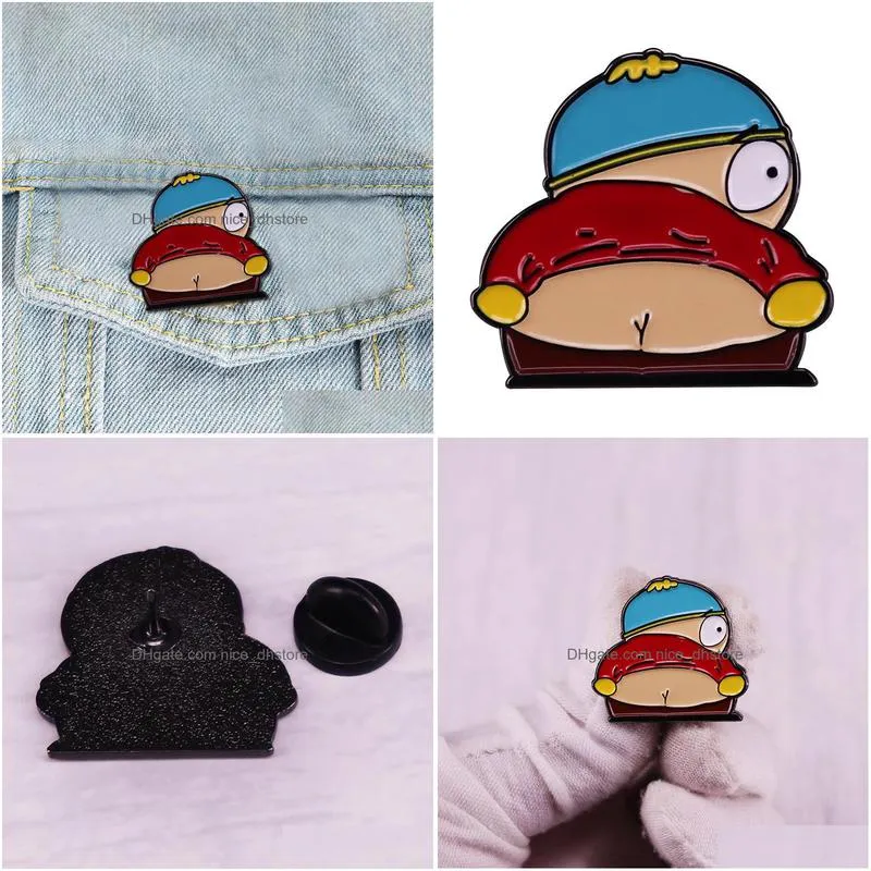 Pins, Brooches Soutark Eric Cartman Ass Badge Cartoon Animationl Brooch Pin Cute Boy Accessory Drop Delivery Jewelry Dh2H3