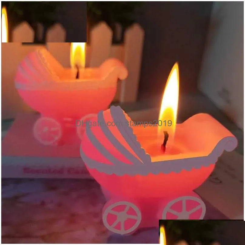 scented candle 10 pcs cute mini creative pram baby birthday candle kid pram baby carriage candle cake cupcake topper party