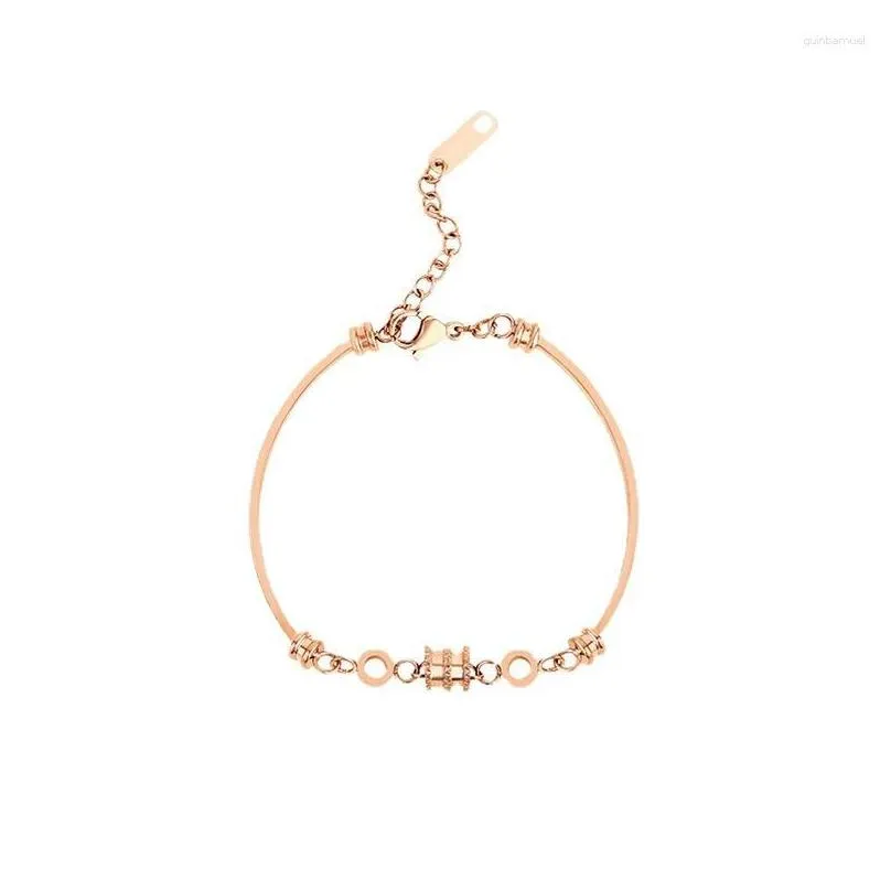 Chain Link Bracelets Stainless Steel Crystal Geometric Pendant For Women Fashion Brand Jewelry Simple Style Charm Bracelet Drop Deliv Dh4Tk