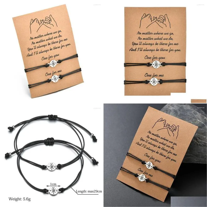 Charm Bracelets Yada Fashion Sier Color Compass Rope Weave Bangles For Women Adjustable Jewelry Bracelet Bt200225 Drop Delivery Dhl2R