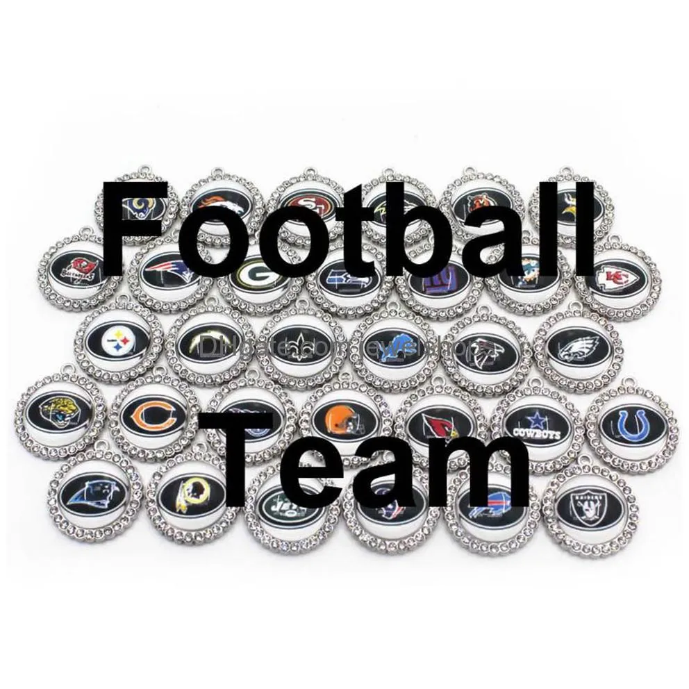 Charms Whole 32Pcs Mix 32 Football Team Sport Charms Dangle Hanging Diy Bracelet Necklace Jewelry Accessory America Charms2608 Drop De Dhqsj