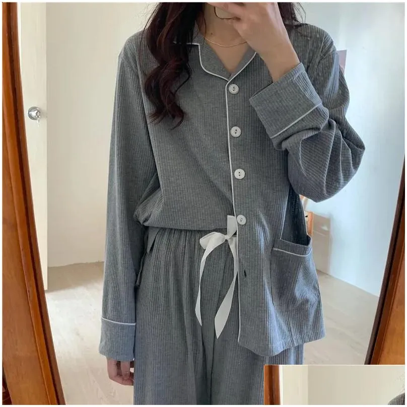 Women`s Sleepwear Casual Pajama Autumn and Winter 2023 Pure Cotton Long Sleeves Pants Sweet School Style Homewear Set 231116