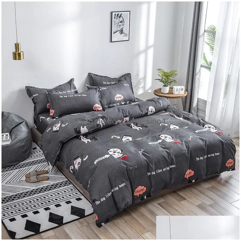 designer bed comforters sets bedding set flannel fleece home duvet cover set 4pcs warm bedclothes pastoral caroset star
