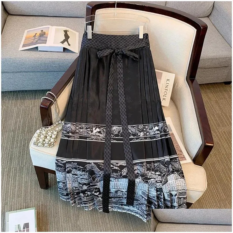 Skirts Plus Size Women s for 2023 Autumn OL High End Lady Loose Female Chines Style Horse Face Skirt KT78 231025