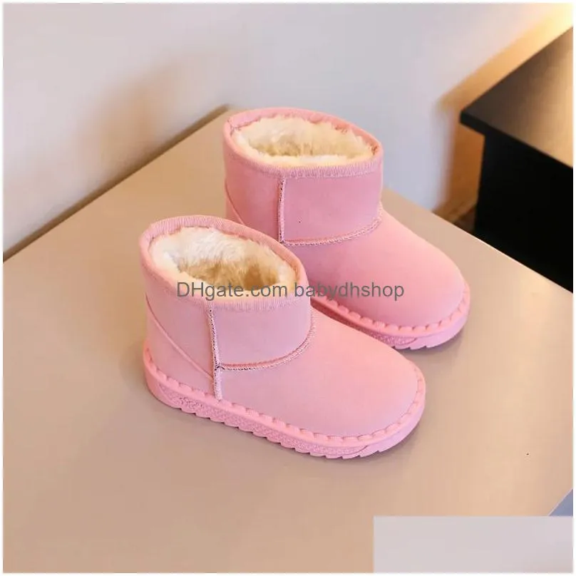 boots princess thick velvet toddler fashion sneaker plush warm kids snow winter childrens girls sequined cotton shoe 231117