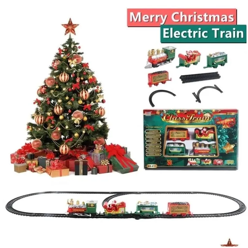 Christmas Decorations Electric Train Set Toy Railway Track With Music Santa Claus Tree Decoration Model Toys Drop Delivery Dhisa