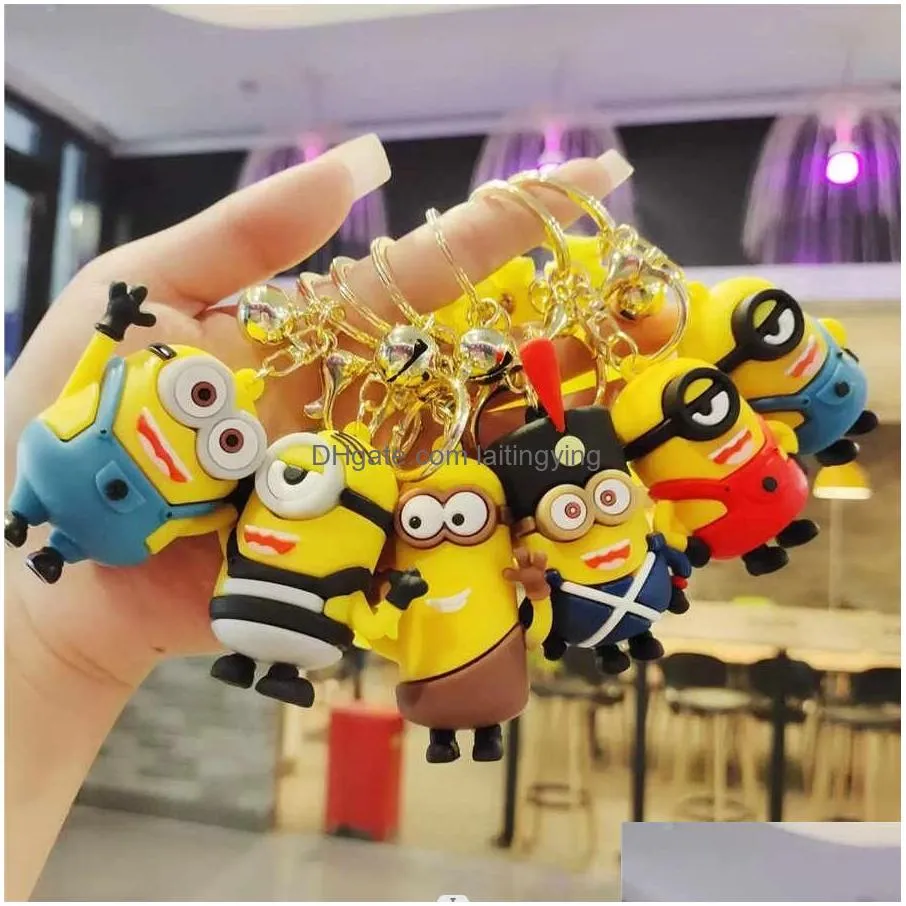 cartoon ornament cute finger toy fashion trend minions schoolbag pendant doll keychain trendy play bag pendant car keyring