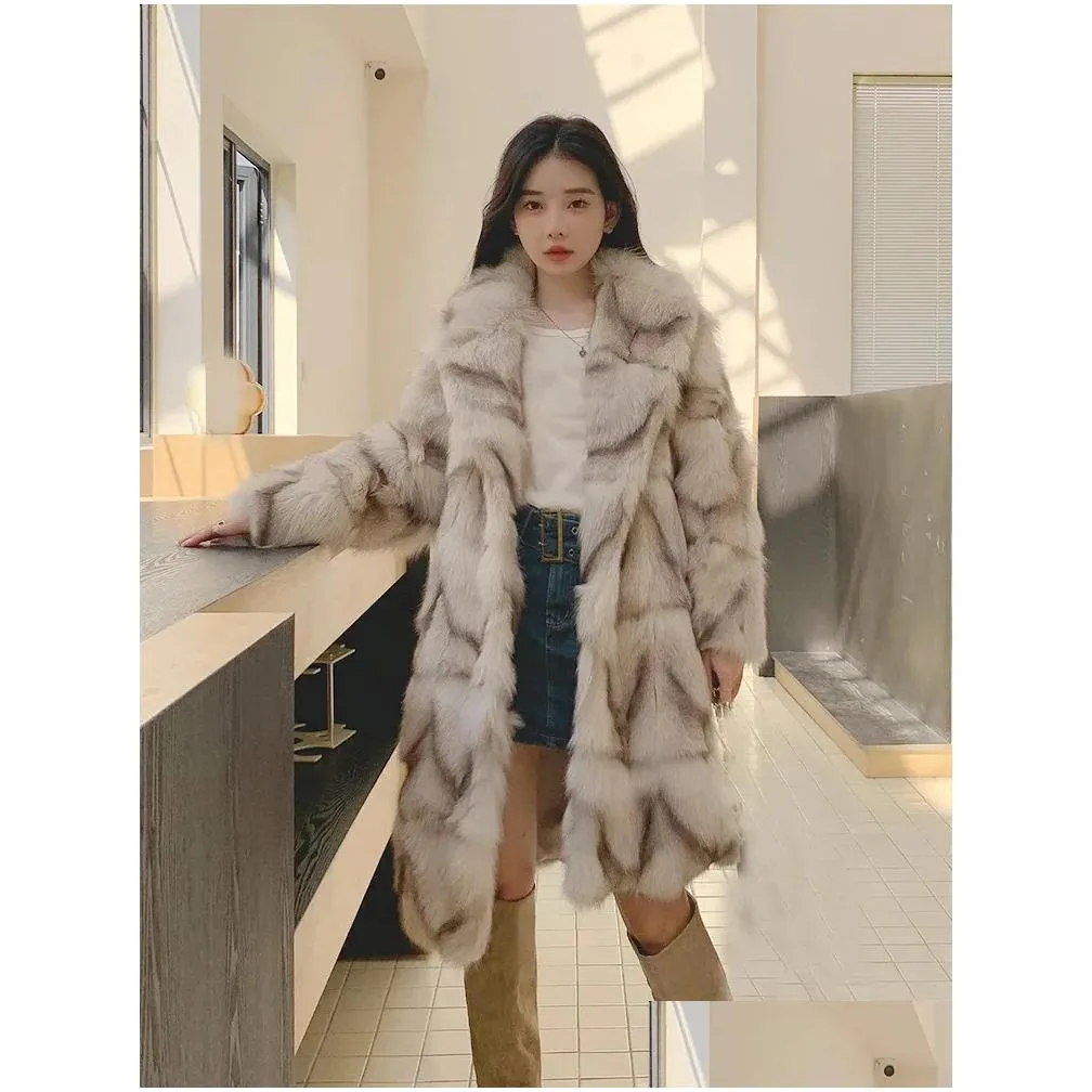 Women`s Fur Faux Luxuriou`s genuine real natural fur coat fashion long warm winter waistcoats custom any size 231116
