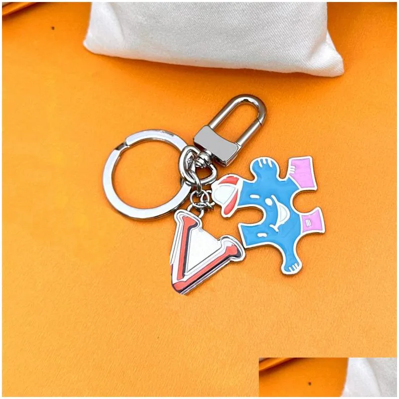 Keychains & Lanyards Designer Pumpkin Creative Key Chain Accessories Ring Pu Leather Letter Pattern Car Keychain Jewelry Gifts With B Dhpe2