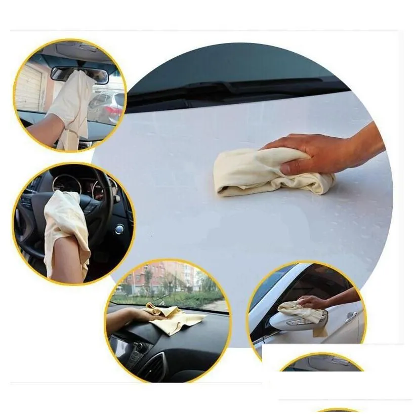 Towel 60X80Cm Care Natural Chamois Leather Cleaning Genuine Wash Suede Absorbent Quick Dry Streak Lint Car 40Cm 50Cm 60Cm Glasses Dr