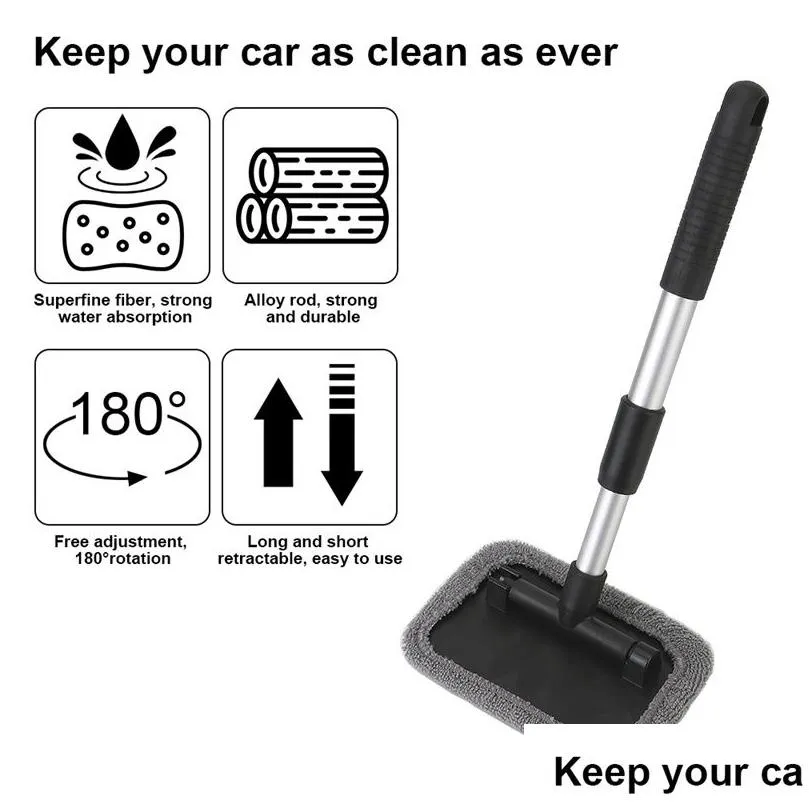 Telescopic Car Cleaning Brush Set Interior With Handle Retractable Auto Window Glass Windshield Cleaner Washing Brushes Vehicle Wash