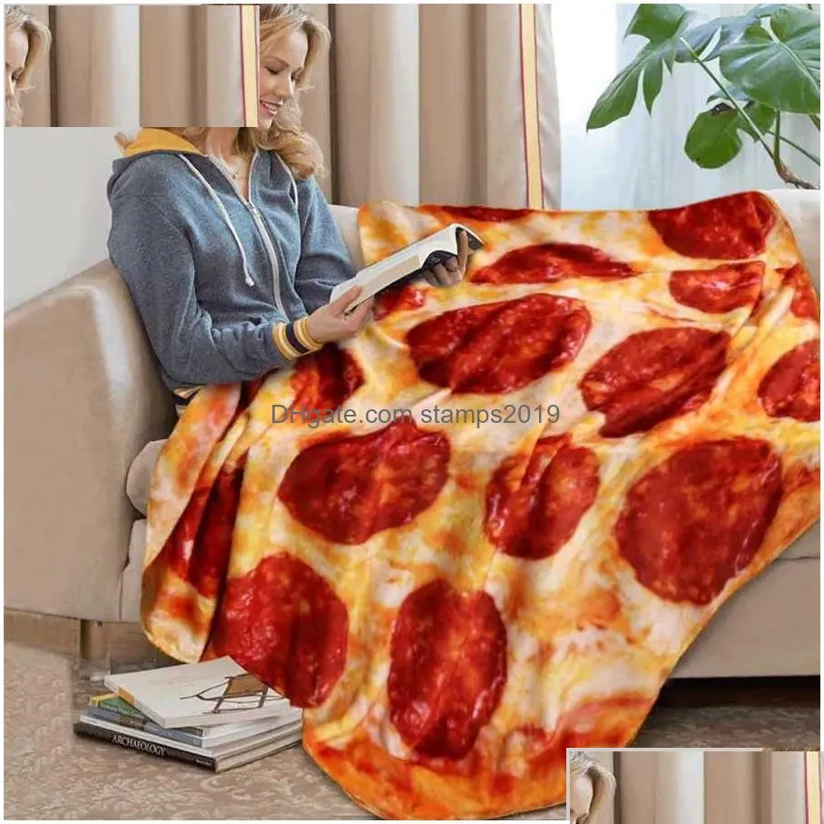 blankets wostar warm coral fleece tortilla pizza blanket mexican round shape lavash wool sofa plaid plush bedspread winter throw