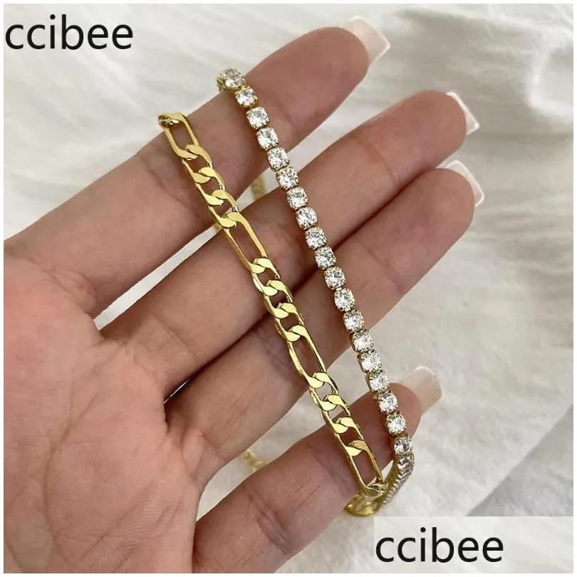 Anklets Style Accessories Micro-Inlaid Zircon Anklet Claw Chain 18K Gold-Plated Ins Fashion Womens Hip-Hop Wholesale Drop Delivery Dhyhu