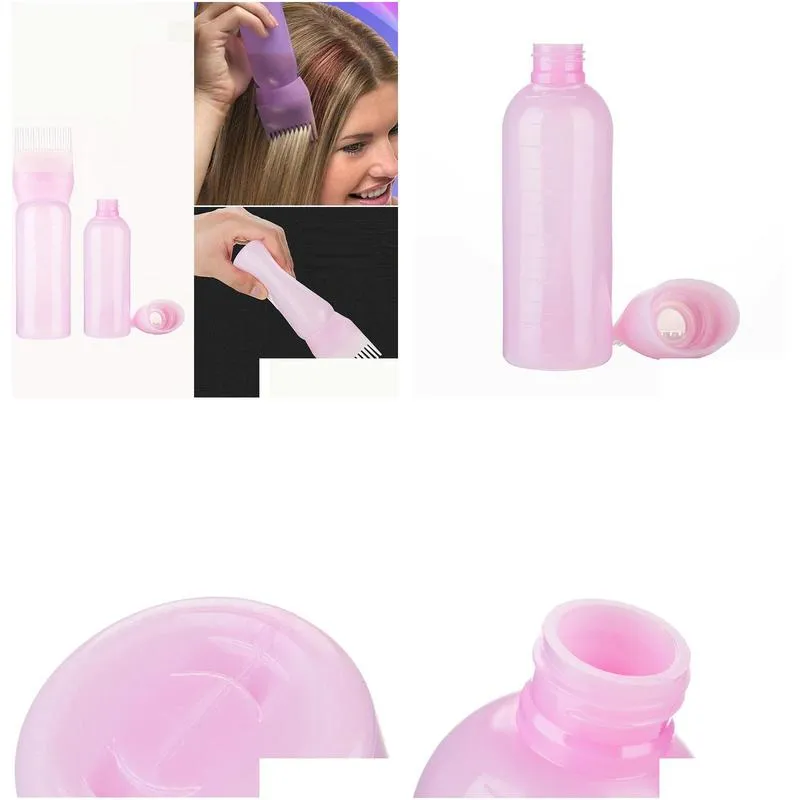 Hair Colors 120Ml Plastic Hair Dye Shampoo Bottle Applicator Brush With Scale For Women Dyeing Oil Comb Salon Kit Home Coloring Drop D Dhz91