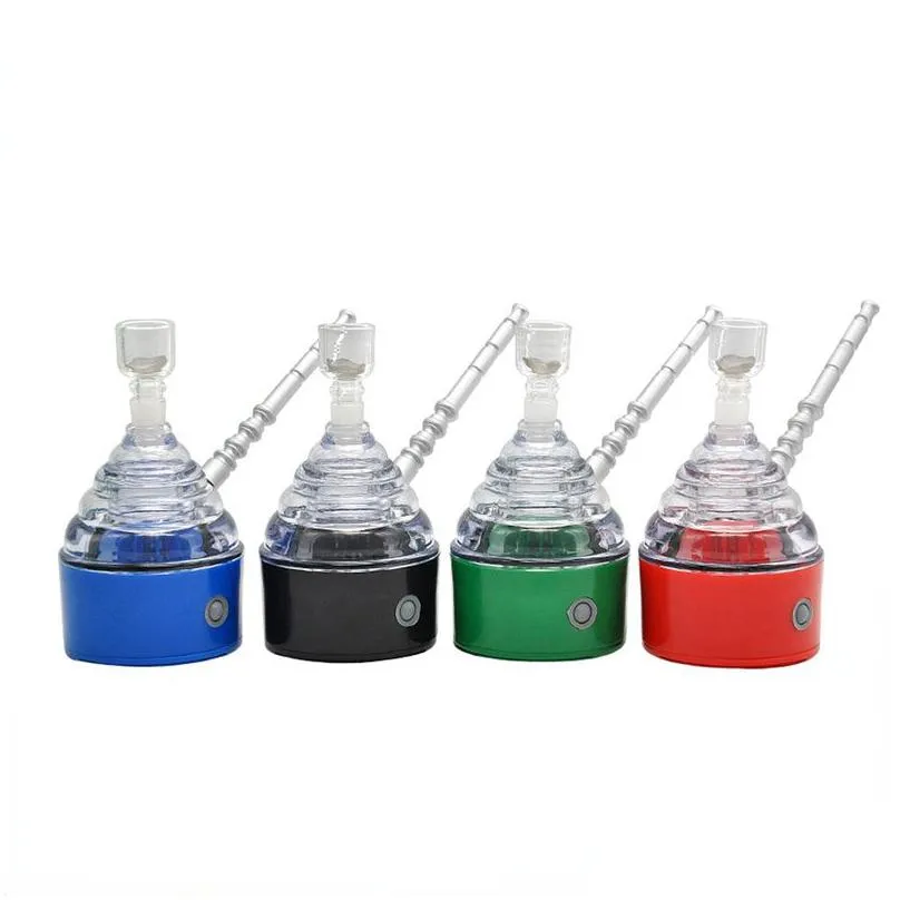 Smoking Pipes Water Bong Pipe Smoke Accessory Electric Plastic Stool Shaped Pipes Glass 4 Colours For Drop Delivery Home Garden Househ Dho05