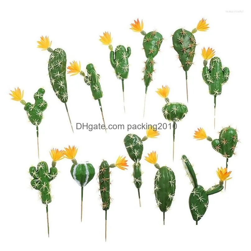 Decorative Flowers & Wreaths Decorative Flowers Artificial Plastic Cactus Succents Prickly Pear Potted Plant No Pot Eco-Friendly Simat Dhygf