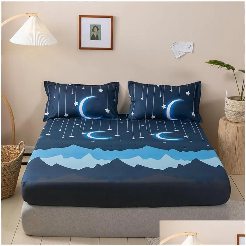 fashion design bed sheet trendy household mattress protector dust cover non-slip bedspread with pillowcase bedding top f0087 210319