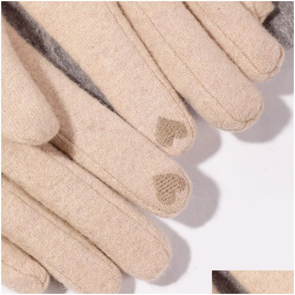 Fingerless Gloves Fashion Women Autumn Winter Cashmere Warm Mitts Fl Finger Mittens Outdoor Sport Female Sn 230804 Drop Delivery Dhvtp