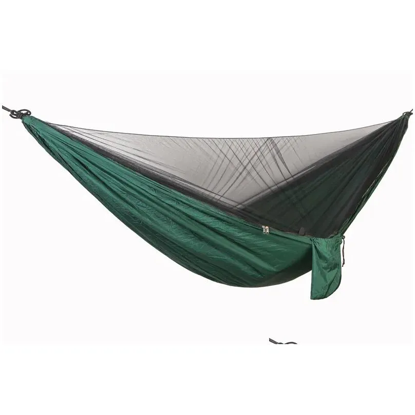 Hammocks Fashion Double Parachute Deployment Mosquito Hammock 290 140 Wind Rope Nail Anti Rollover Handing Bed Chair Swing