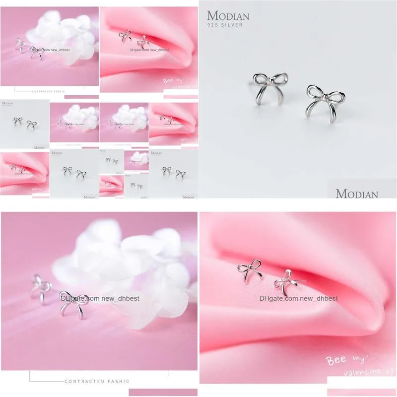 Stud Tiny Simple Bowknot Stud Earrings For Women Girls Kid 925 Sterling Sier Jewelry Korean Style Accessories Gifts 210707 Drop Deliv Dhjky