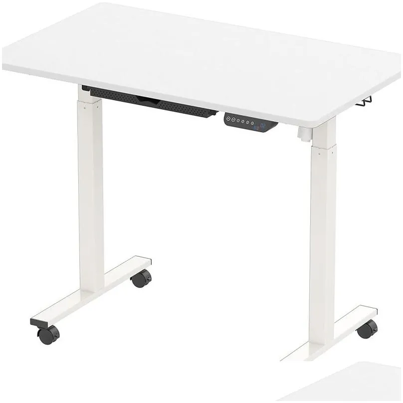 Electric Height Adjustable FSXUOLIPI Standing Desk Workstation with Storage Drawer, 40 x 24 Inches, White