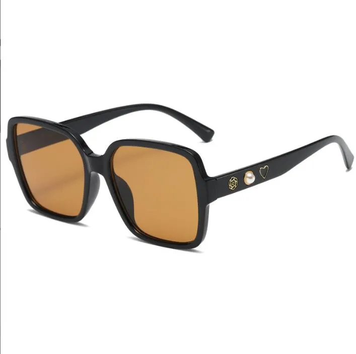 square frame sunglasses love camellia pearl vintage premium ins flat mirror uv protection sunglasses