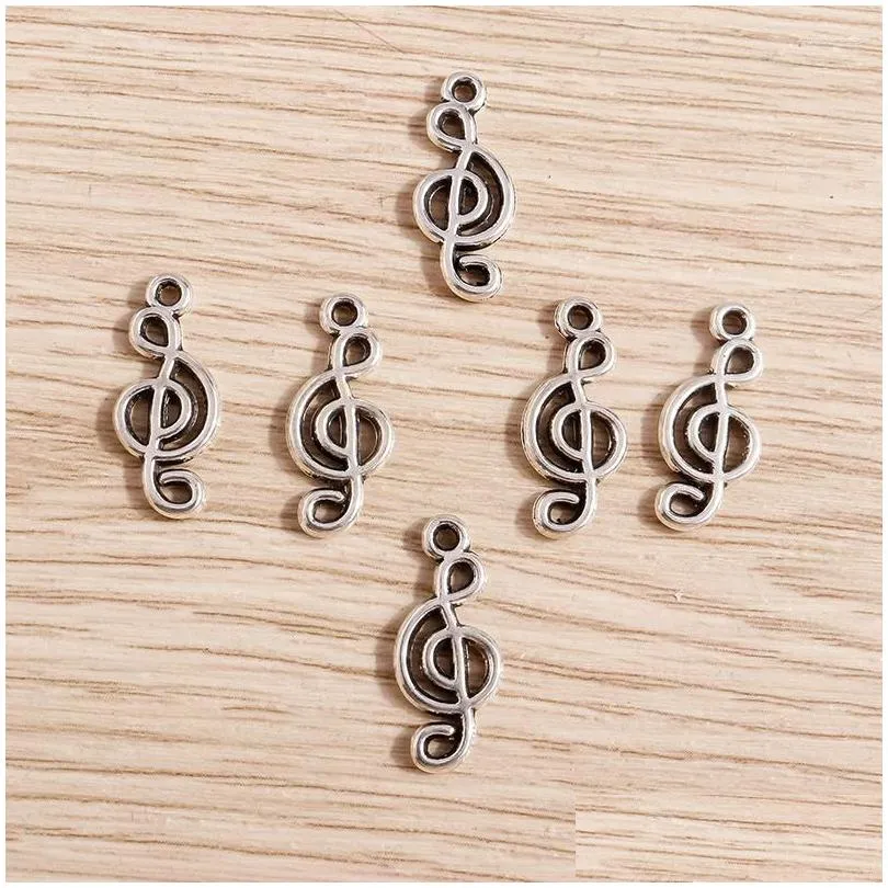 Charms 40Pcs 8X19Mm Cute Alloy Music Note For Jewelry Making Diy Earrings Pendants Necklaces Handmade Keychains Crafts Supplies Drop Dhop9