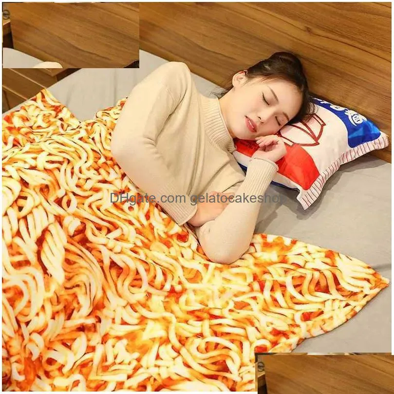 pillow kawaii silation noodles throw with blanket stuffed food ramen plush cushion food plush toy home decorl231017