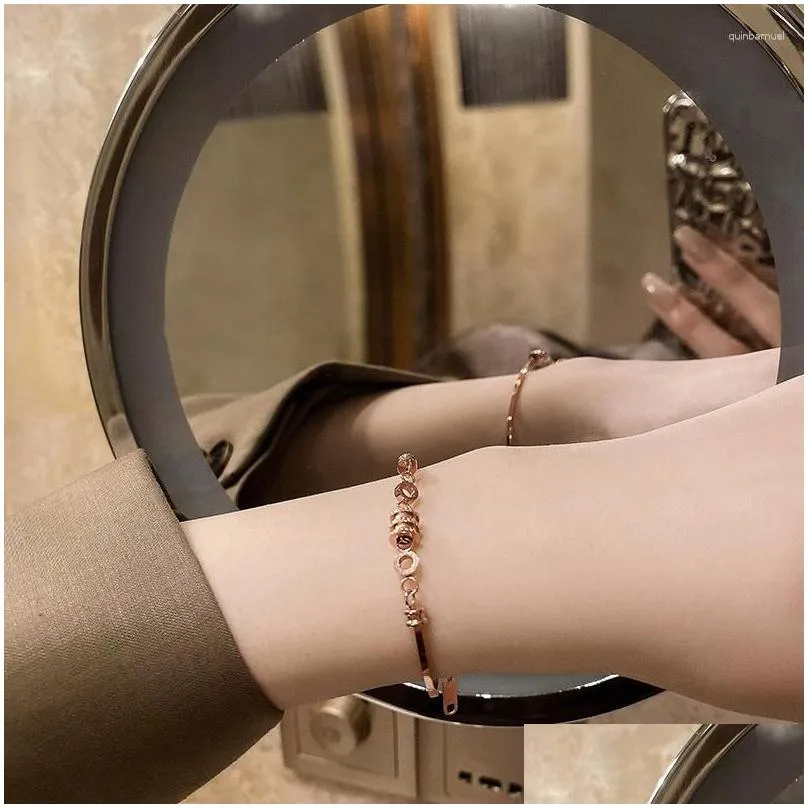 Chain Link Bracelets Stainless Steel Crystal Geometric Pendant For Women Fashion Brand Jewelry Simple Style Charm Bracelet Drop Deliv Dh4Tk