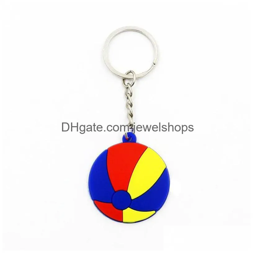 Key Rings 10 Pcs New Pvc Key Chains Football Baseball Basketball Volleyball Keychain Sports Ball Keychains Boys Keyring Metal Ring Gi Dhif8