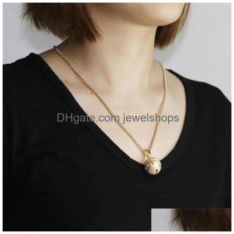 Pendant Necklaces Fashion Creative Basketball Football Soccer Pendant Necklace Gold Sier Plated Sports Necklaces For Women Men S Fans Dhqs6
