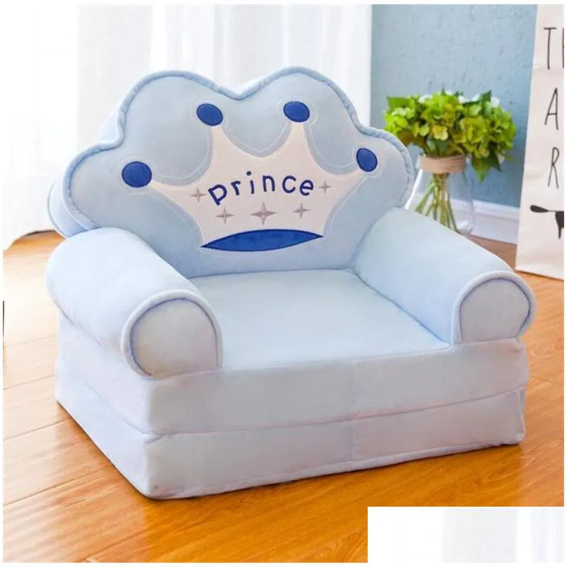 Baby Kids Cartoon Crown Seat Plush Toy stools Mat Children Backrest Chair Neat Toddler Boy Girl Foldable Sofa Gifts269W