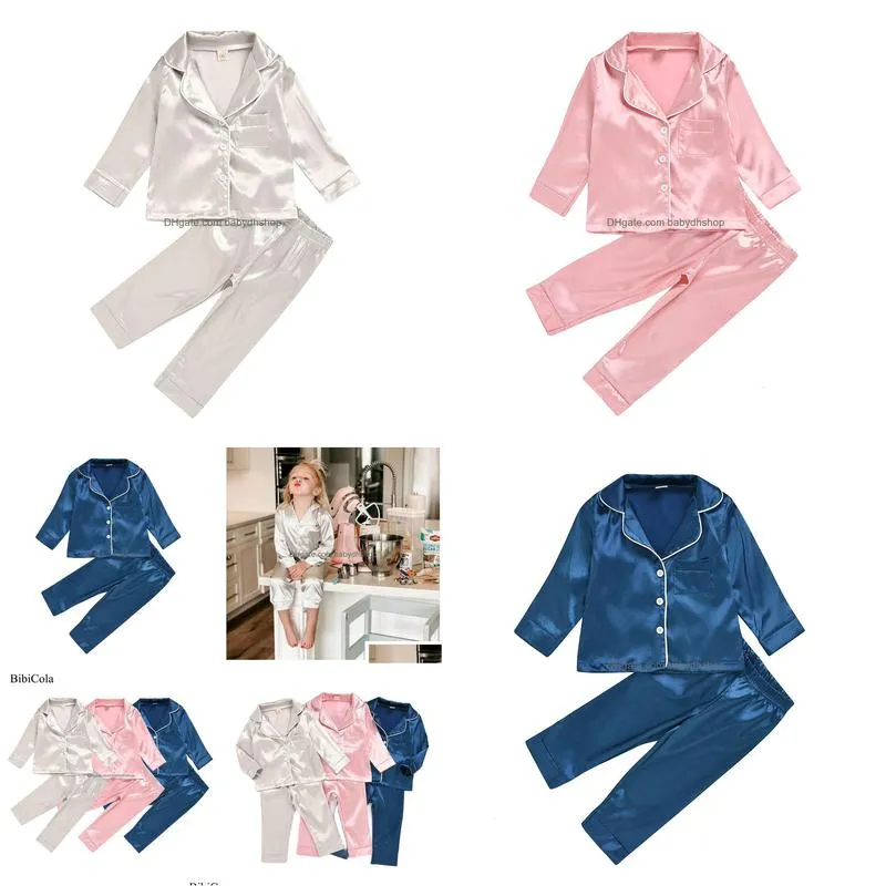 pajamas childrens pajamas set baby set childrens clothing childrens boys girls soft ice silk top pants family clothing childrens pajamas