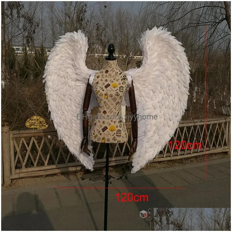 Party Decoration High Quality Cosplay Costume Adt039S White Angel Wings Wedding Bar Decorations Pography Shooting Props Pure Handmade Dh4Di