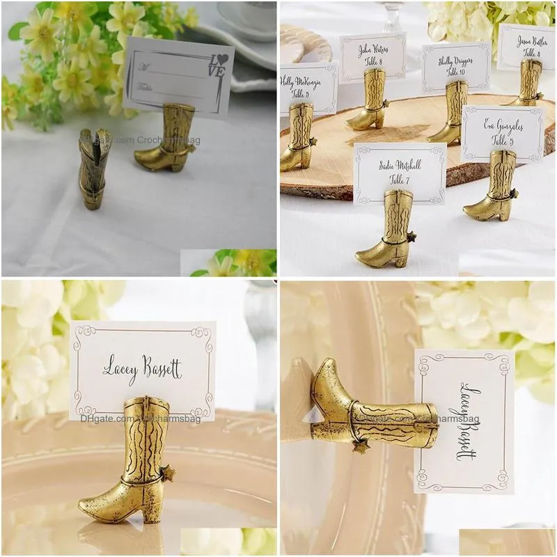 Party Decoration  Boot Place Card Holder Table Centerpiece Wedding Bridal Shower Favors Seat Number Holders Drop Delivery Home G Dhot1
