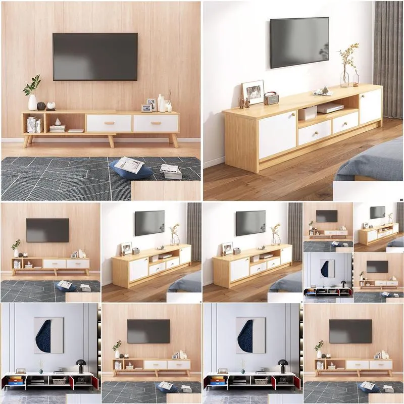 Rectangular Tv Cabinet Living Room Furniture with Drawers TV Stands Shelf Storage