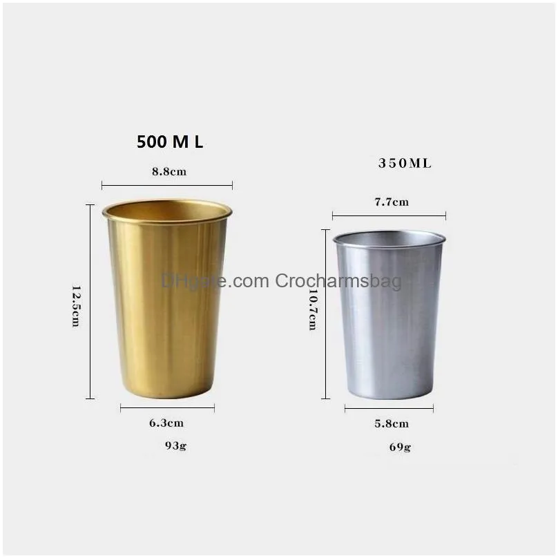 Tumblers 350Ml/500Ml Stainless Steel Mugs Metal Travel Tumbler Pint Glasses Cup Outdoor Cam Drinking Coffee Tea Beer Kitchenware Drop Dhewa