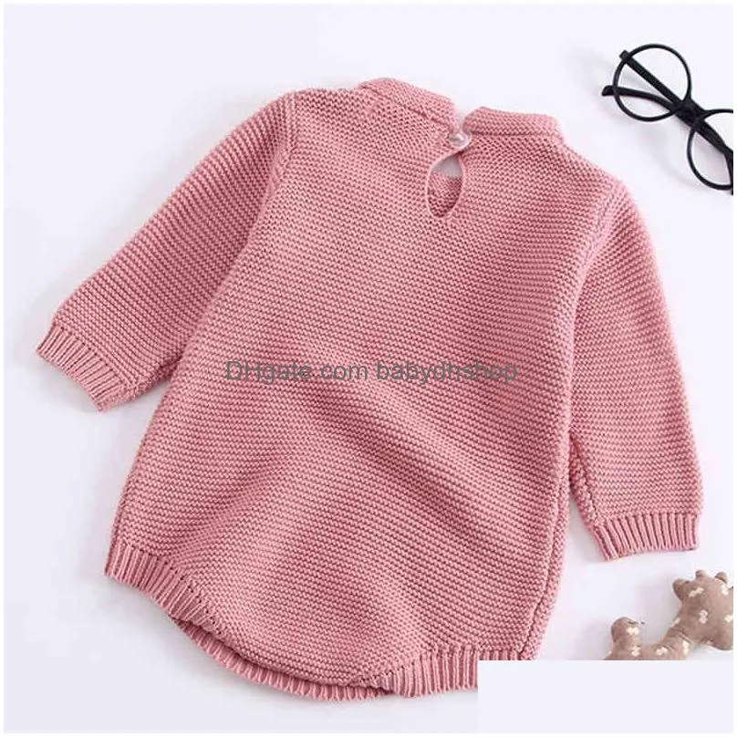 0-3 yrs knitted autumn born long-sleeve knit infant romper jumpsuits baby girls clothes 210417