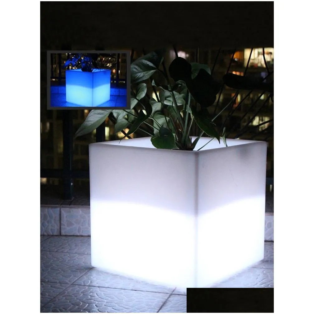 Illuminated Square Light Flower Pot LED Luminous Planter Pots Factory Direct Sale Outdoor Funiture