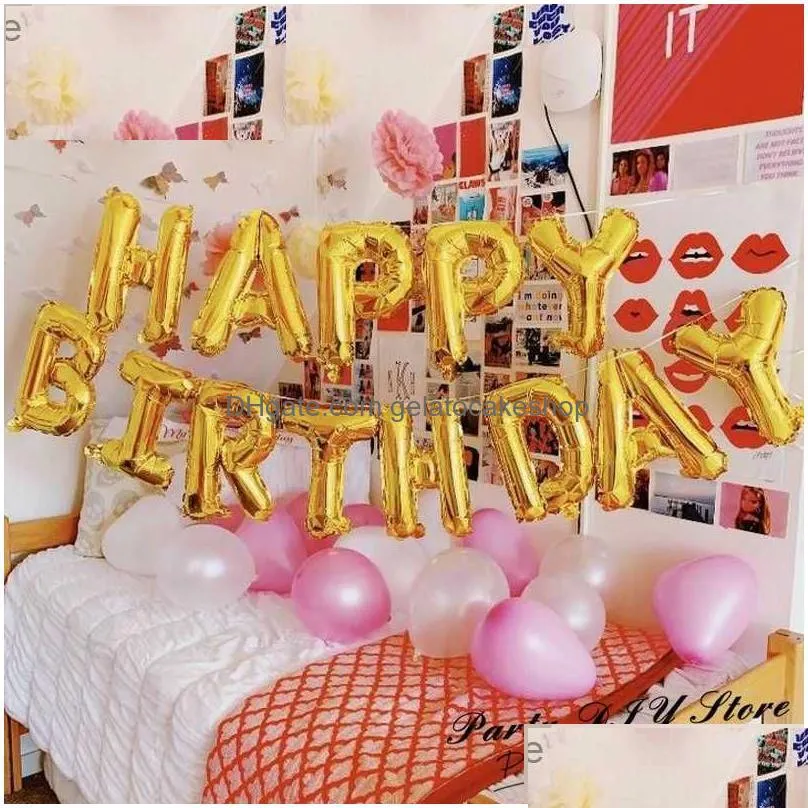 party decoration 13pcs birthday balloon rose gold color foil letter balloons set happy birthday decoration globos kids party