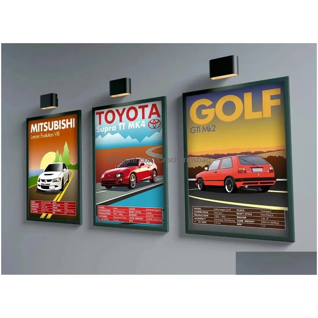 Paintings 80S Steam Neon Light Canvas Painting Jdm Car Poster And Picture Aesthetic Decoration Golf Gtr Wall Art Animation City Living Dhvxd