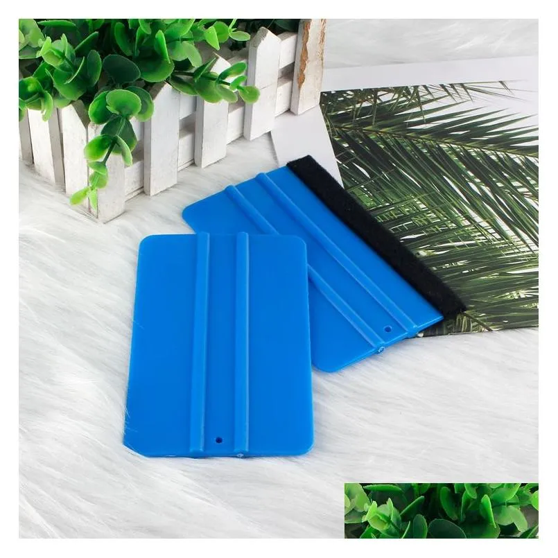 car vinyl film wrapping tools Scraper squeegee with felt soft edge wall paper scraper mobile screen protector install Care Cleaning tool Blue