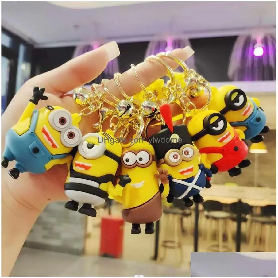 Finger Toys Cartoon Ornament Cute Finger Toy Fashion Trend Minions Schoolbag Pendant Doll Keychain Trendy Play Bag Car Keyring Drop De Dhjes