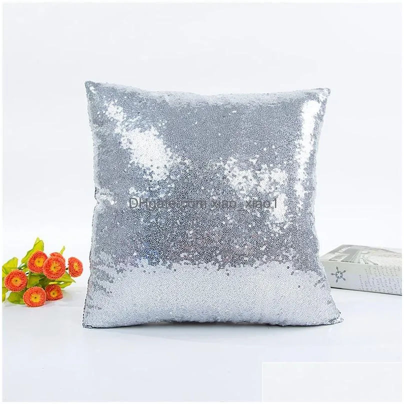 glitter mermaid sequins pillow case luxury sofa cushion cover decorative cushions 40x40 sliver pink gold pillow cover