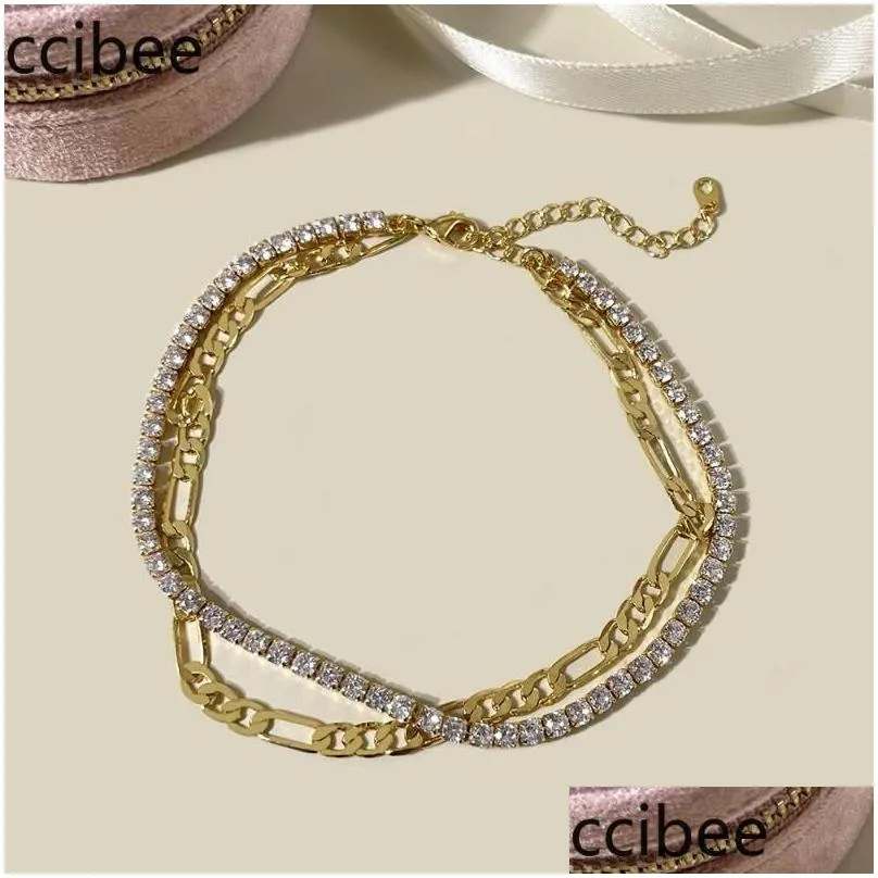 Anklets Style Accessories Micro-Inlaid Zircon Anklet Claw Chain 18K Gold-Plated Ins Fashion Womens Hip-Hop Wholesale Drop Delivery Dhyhu