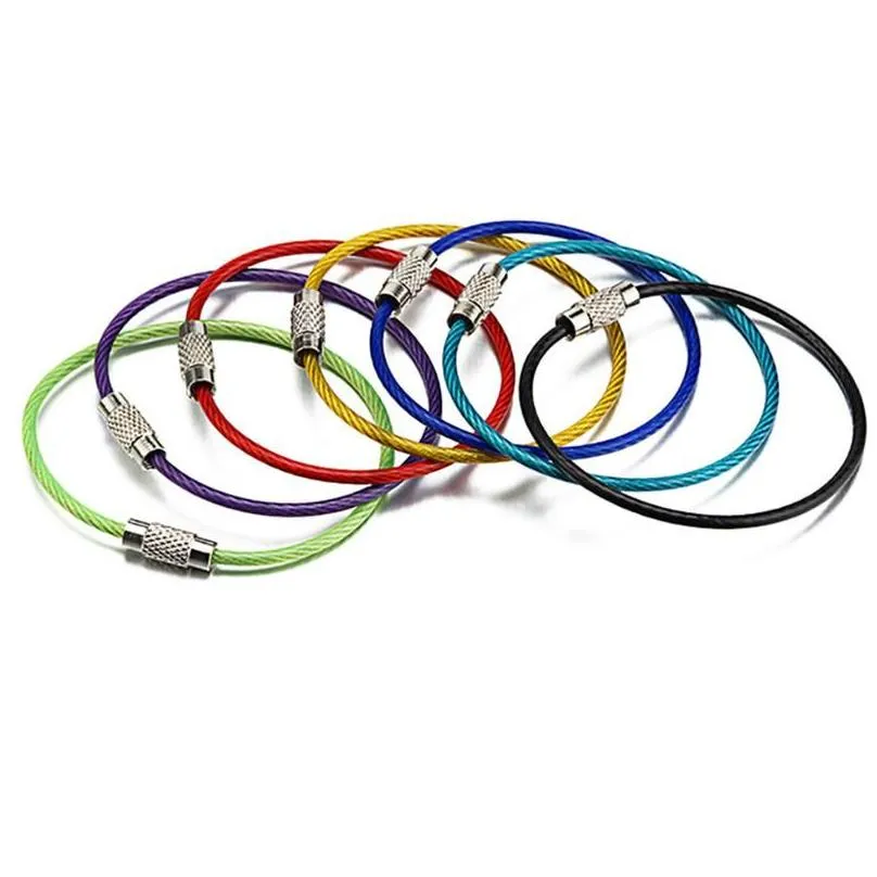 Professional Hand Tool Sets 20/40/60 Pcs Creative Color Steel Wire Lock Pvc Wrapped Metal Cable Key Ring Flexible Tag Loop 1.5 150mm