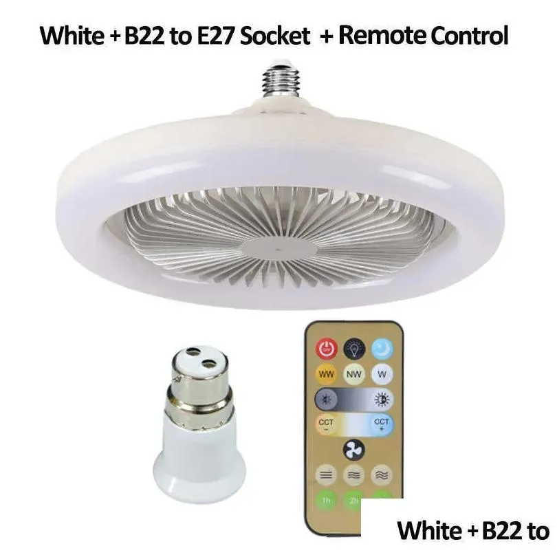 New Ceiling Fan With Lights Remote Control E27 Converter Base 30W Smart Remote Control Ceiling Fan With LED Lighting For Living Room