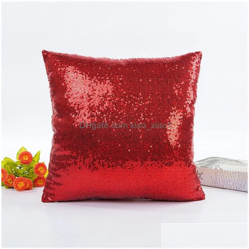 glitter mermaid sequins pillow case luxury sofa cushion cover decorative cushions 40x40 sliver pink gold pillow cover